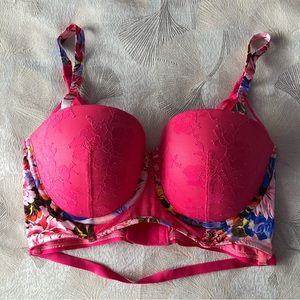 Victorias Secret Mary Katrantzou Fashion Show longline Pink bra 36D New